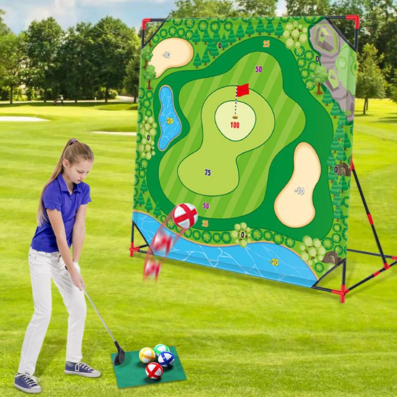 Golf Equipment For Kids - ชุดกอล์ฟสำหรับเด็ก เกมกอล์ฟแบบพกพาสำหรับฝึกซ้อมชิพปิ้ง อุปกรณ์เล่นกลางแจ้งที่ทนทานต่อสภาพอากาศ เหมาะสำหรับครอบครัว